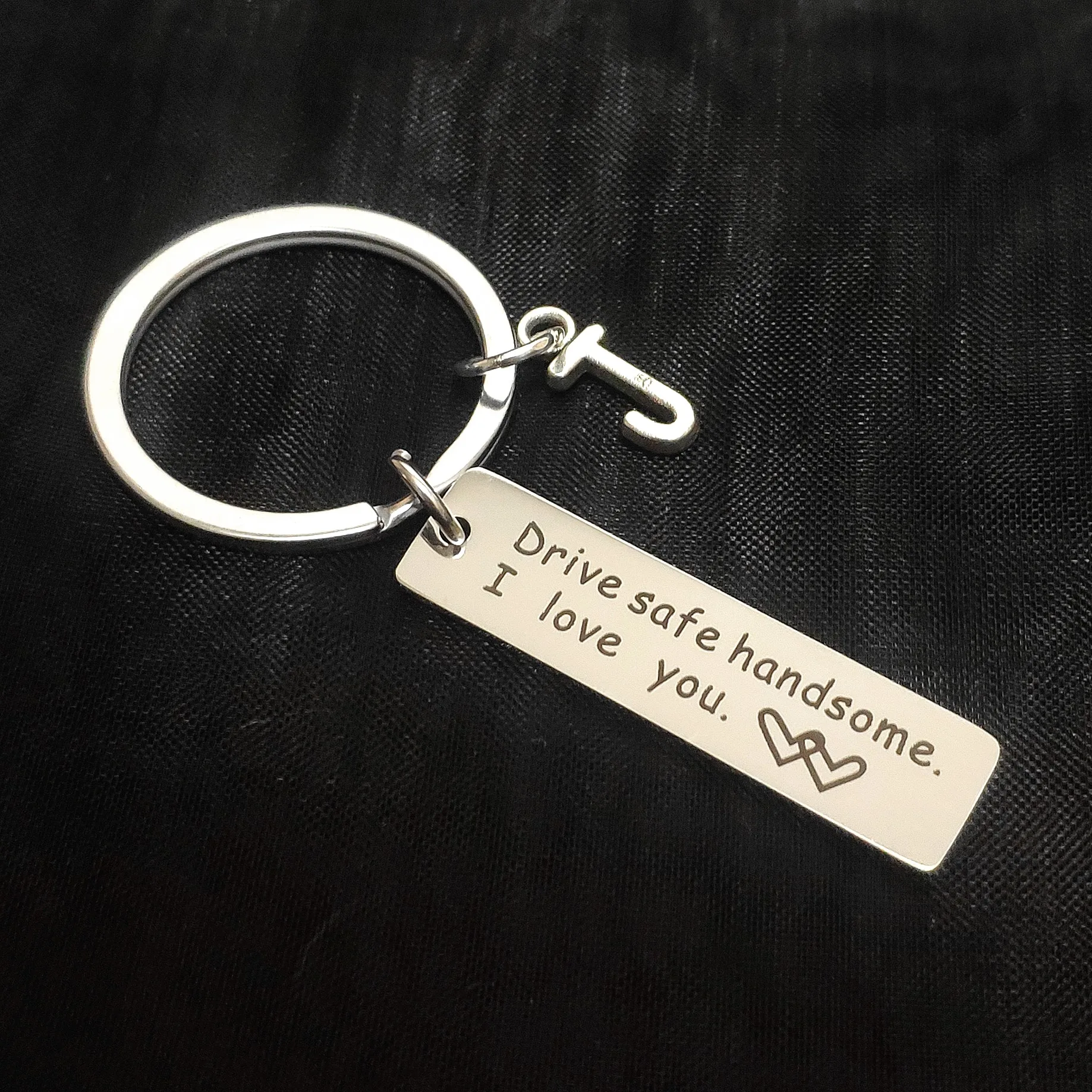 

Keychain for Car Keys Drive Safe Handsome I Love You Birthday Gift Keyring DIY Matching Creative 26 Letters Ornaments Carabiner