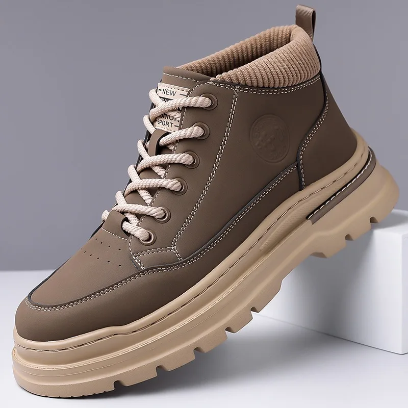 Новые дизайнерские кожаные высокие мужские ботильоны модные кроссовки на