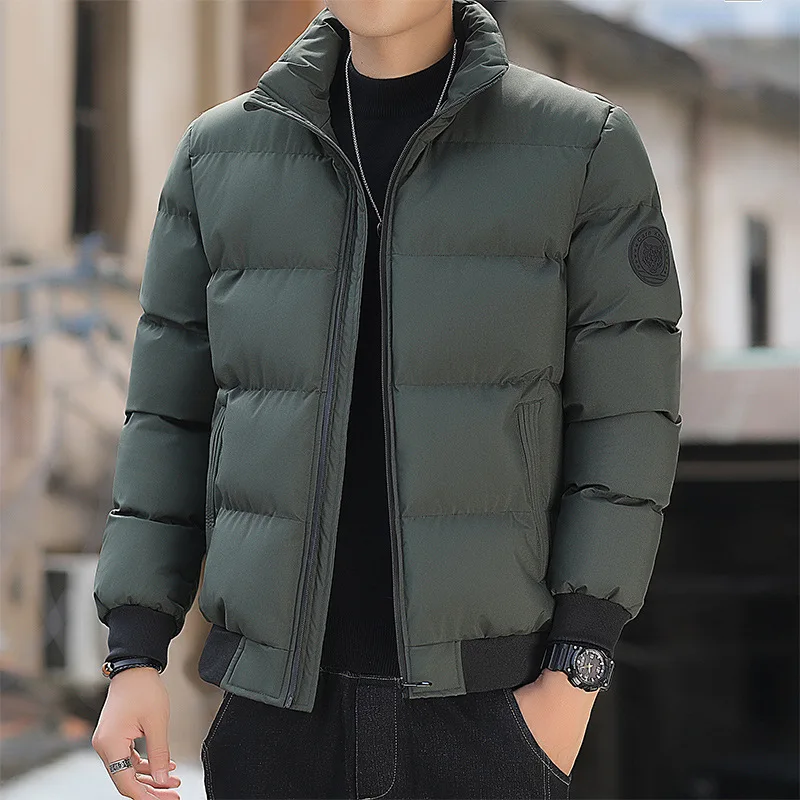 Winter Cotton-padded Jacket Men's Thickened Large Size Casual Korean Version of Solid Color Youth Cotton-padded Jacket Men