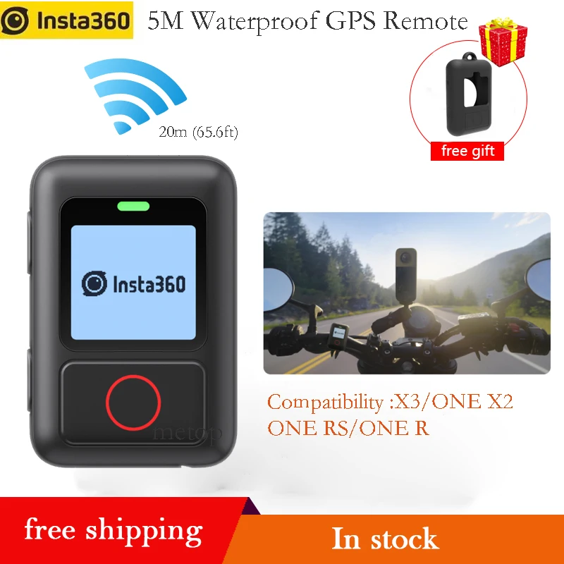 

Для Insta360 GPS Action Remote Control Bluetooth 5,0 Водонепроницаемый 5 m Smart Control 485 mAh для Insta360 X3/ONE X2 /ONE RS/ONE R