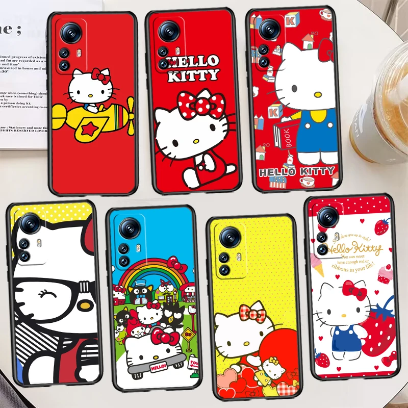 

Cartoon Girl Hello Kitty Black Phone Case For Xiaomi Mi 13 12T 12S 12X 12 11 11T 11i 10T 10 9 Pro Lite Ultra 5G Cover