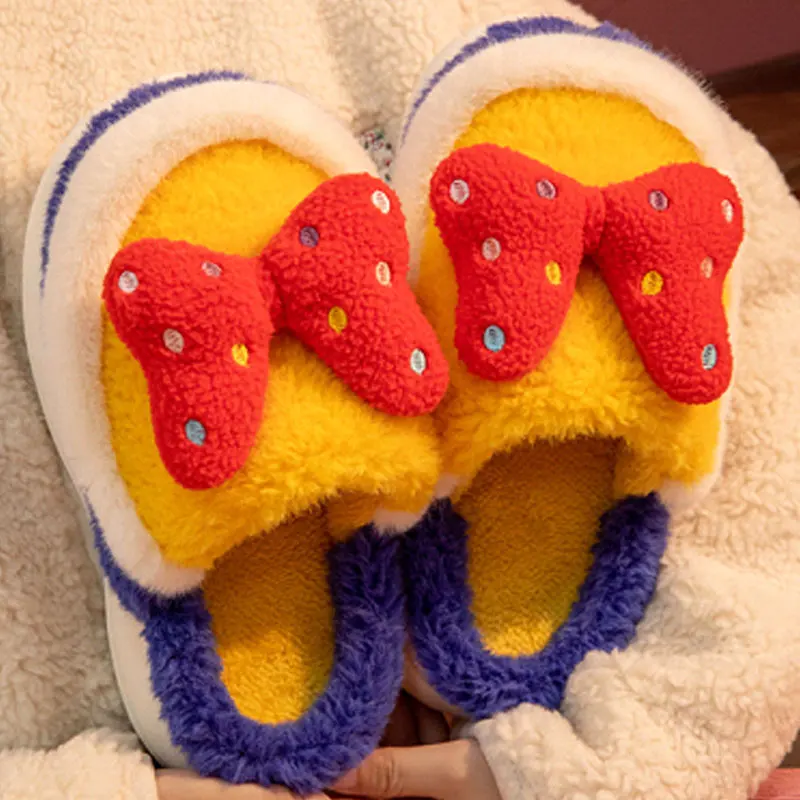 

Женские хлопковые шлепанцы с бантом Mo Dou, домашняя обувь на толстой нескользящей подошве, износостойкая Удобная подкладка, карамельные цвет...