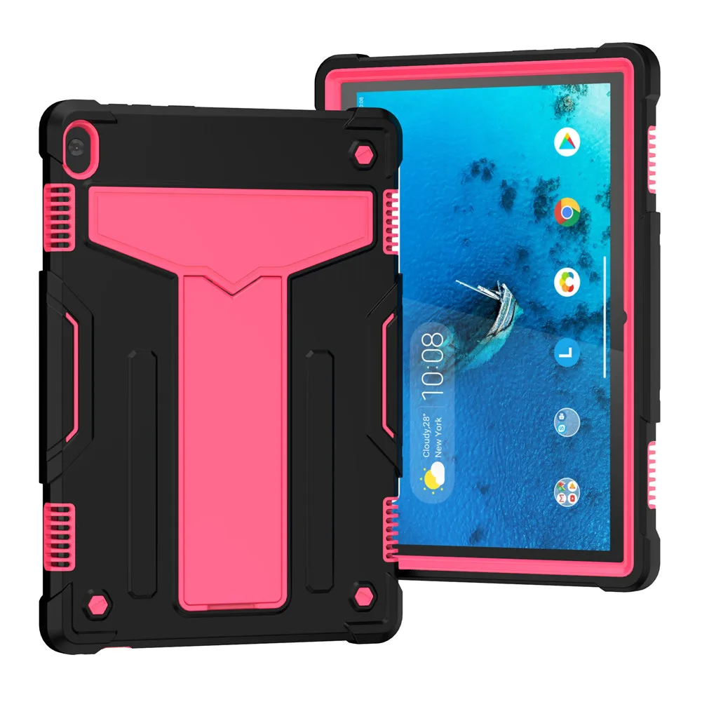 

Case for Lenovo Tab M10 TB-X605F T-shape Bracket Color Patchwork Back Stand Tablet Protective Case Cover for Lenovo Tab M10 10.1
