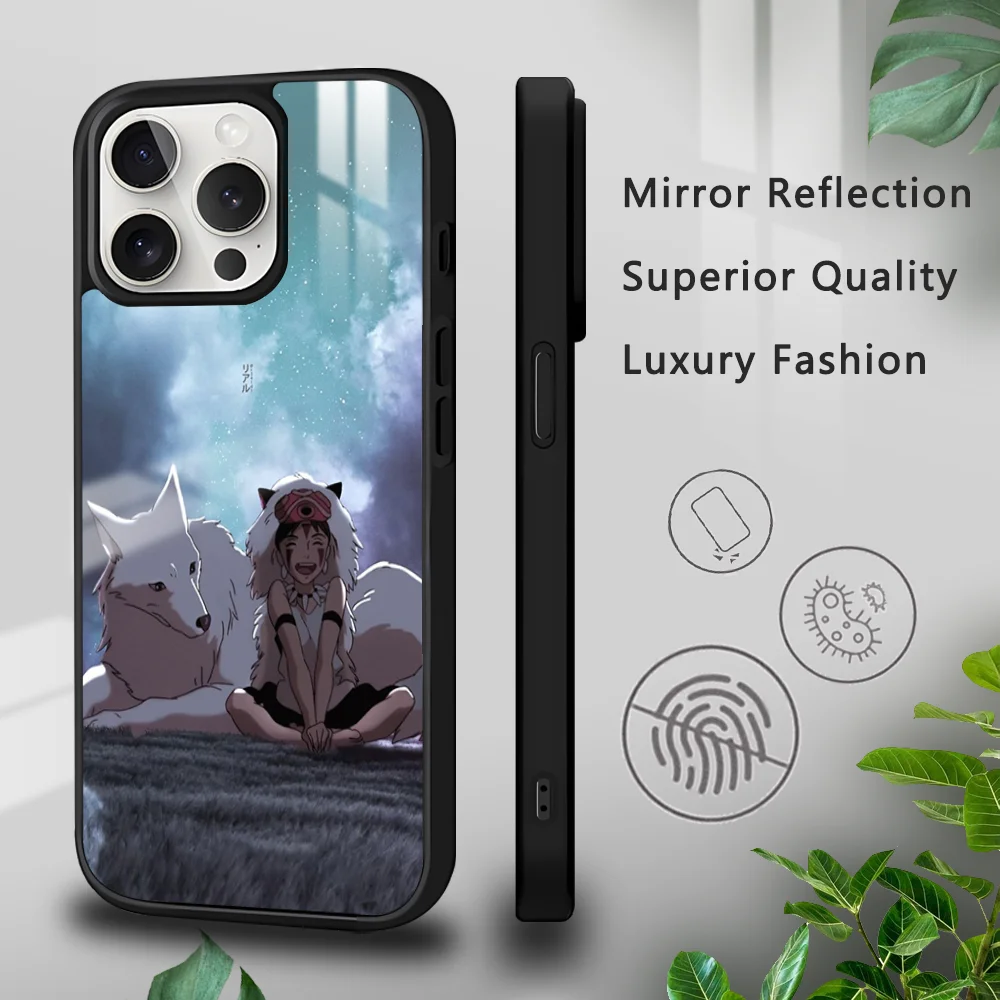 Чехол для телефона с аниме P-Princess M-Mononoke iPhone 16 15 14 13 12 11 Pro Xs Max Mini Plus Celulares Hard Funda