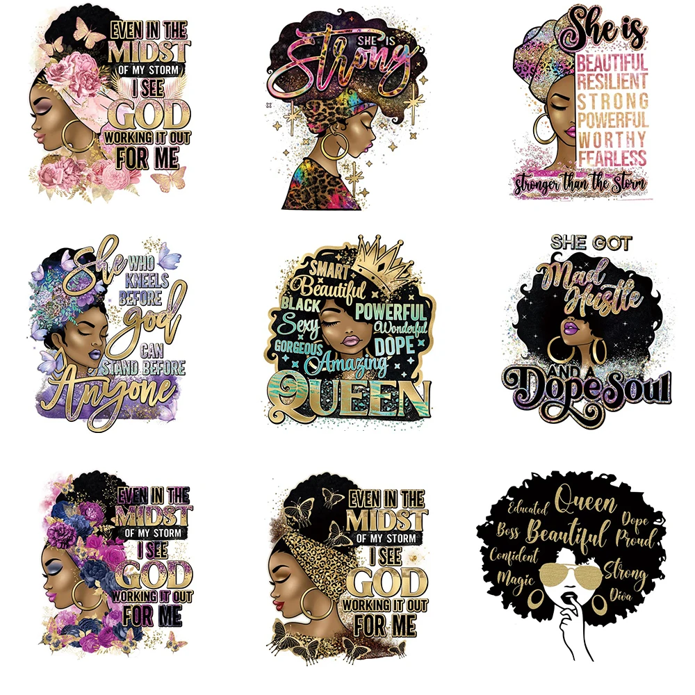 

Black Queen Diy Washable Iron On Hoodie Heat Transfer Clothes Stickers Fashion Patches for Clothes Patches Appliqu Heat Transfer