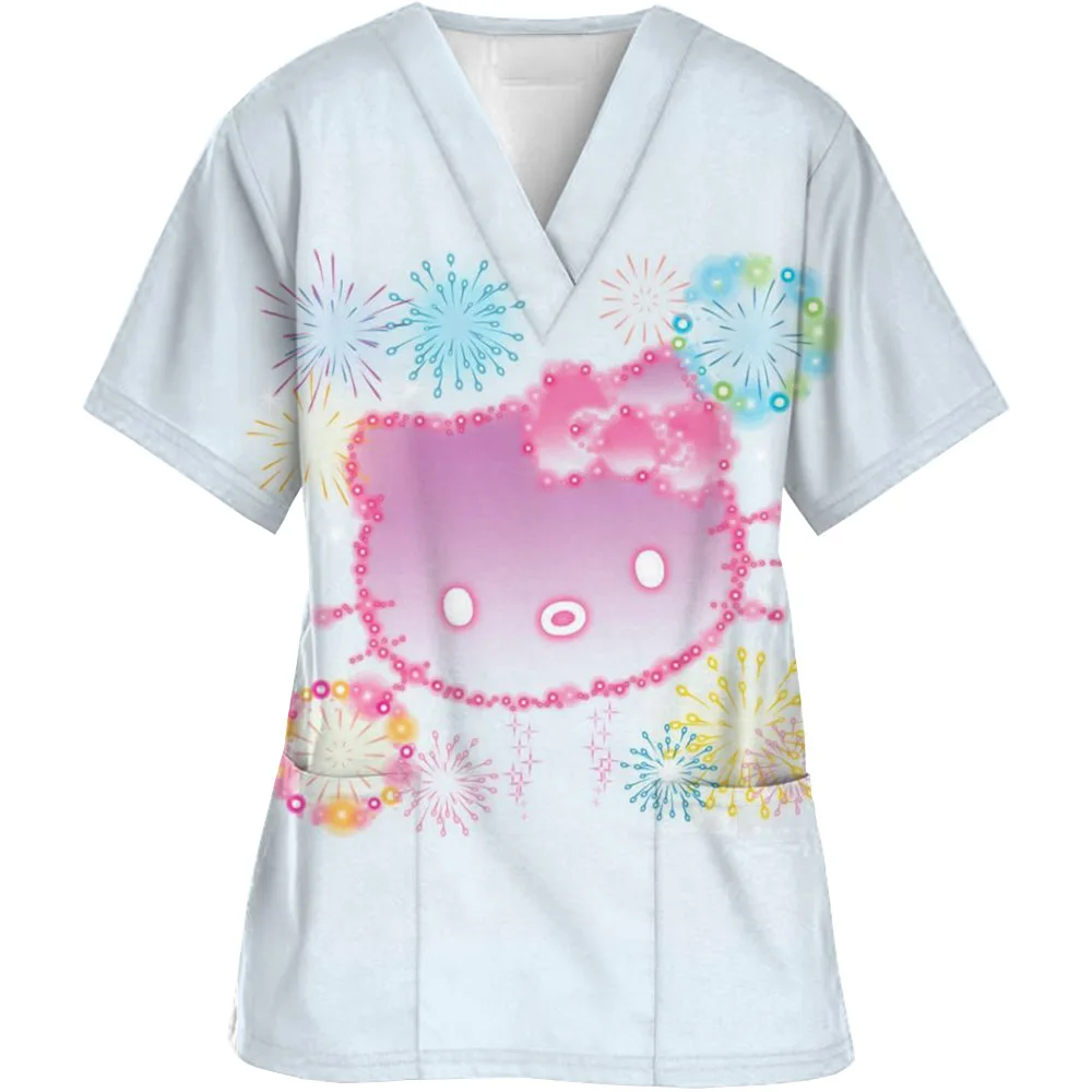2024 топы-скрабы с принтом Hello Kitty женская рабочая форма для стоматолога униформа