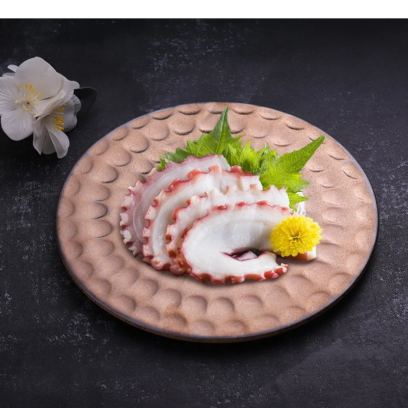 Золотая круглая керамическая тарелка отель ресторан сашими суши семейный ужин