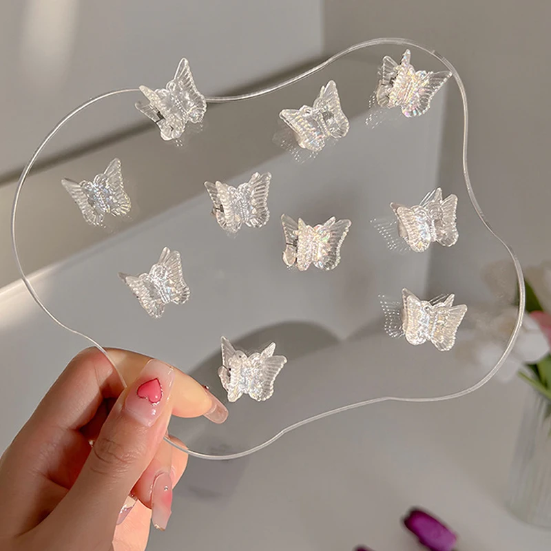 

6/8/10 PCS Cute Hair Claw Sweet Small Butterfly Flower Gripper Braided Clips Girl Transparent Mini Haircrab Clamps Barrettes