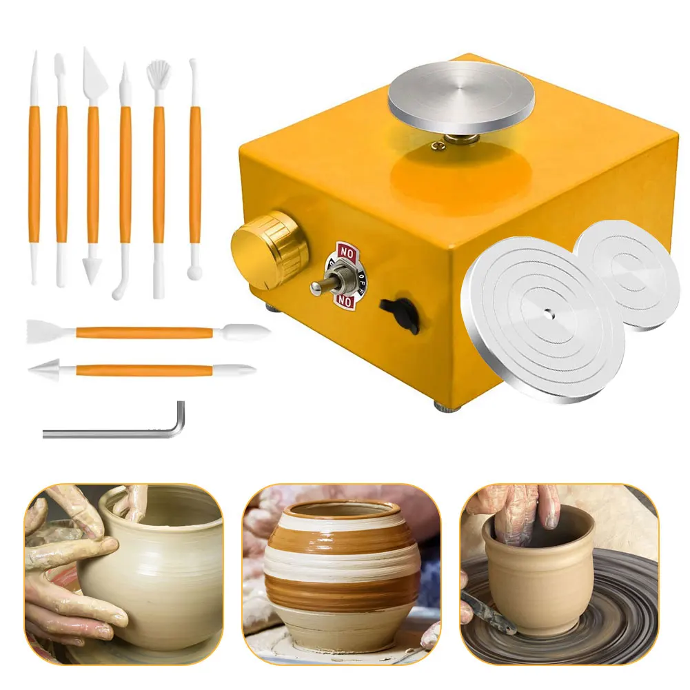 

Mini Turntables Pottery Wheel Pottery Machine Electric Pottery Wheel DIY Clay Tool with Tray for Ceramic Art Craft EU Plug