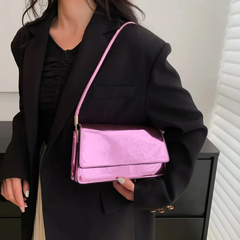 

Luxury Brand Women's Shoulder Bags Quality Patent Leather Handbags and Purses Designer Women Square Bag Fashion Lady Armpit Bag