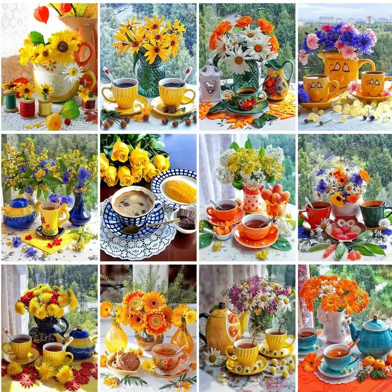 

GATYZTORY Picture By Number Flower in vase Kits DIY Frame Modern Drawing On Canvas HandPainted Art Gift Painting By Number decor