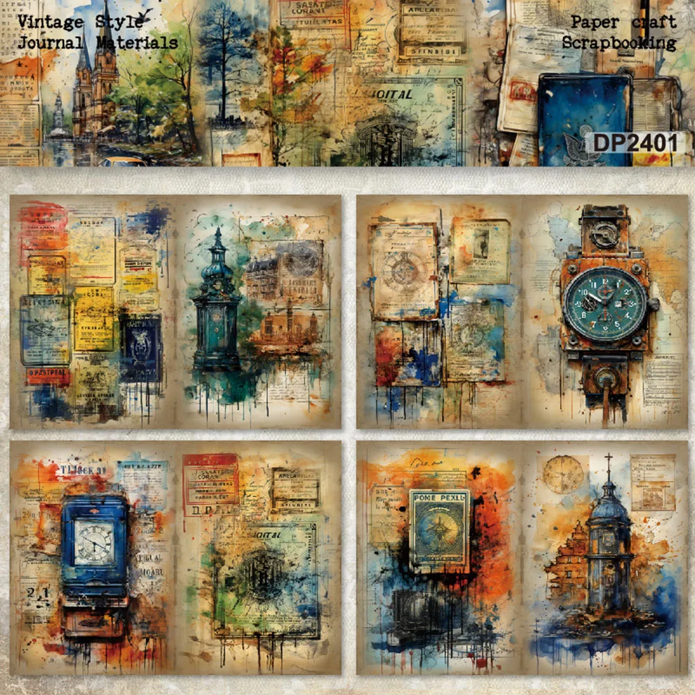 KSCRAFT 8 листов старинные часы и A5 бумажный пакет для сделай сам нежелательный