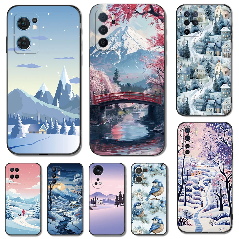 Черный чехол из ТПУ для OPPO Reno 6 5 3 4 4Z 4F SE 5F 5Z PRO PLUS lite 6z 4G 5G Зима