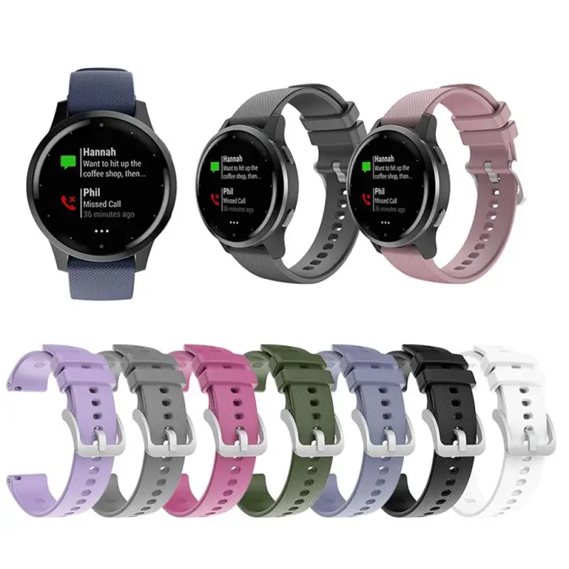

Soft Replacement Strap Silicone Silver Buckle Strap 20mm Thicken Smart Accessories Watchband For Garmin Vivomove3