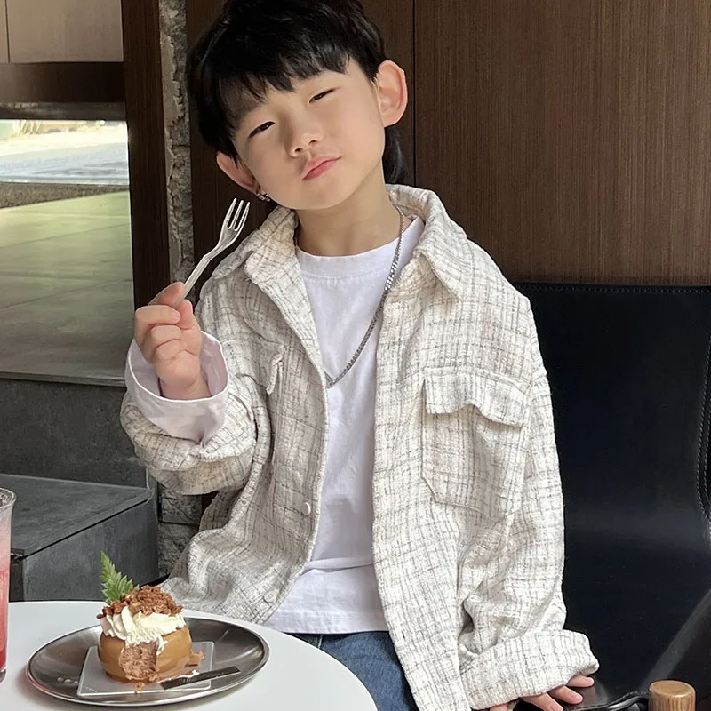 

Пальто для мальчиков Стиль 2022 весна и осень модная одежда для мальчиков искусственное пальто мягкий кардиган модный красивый