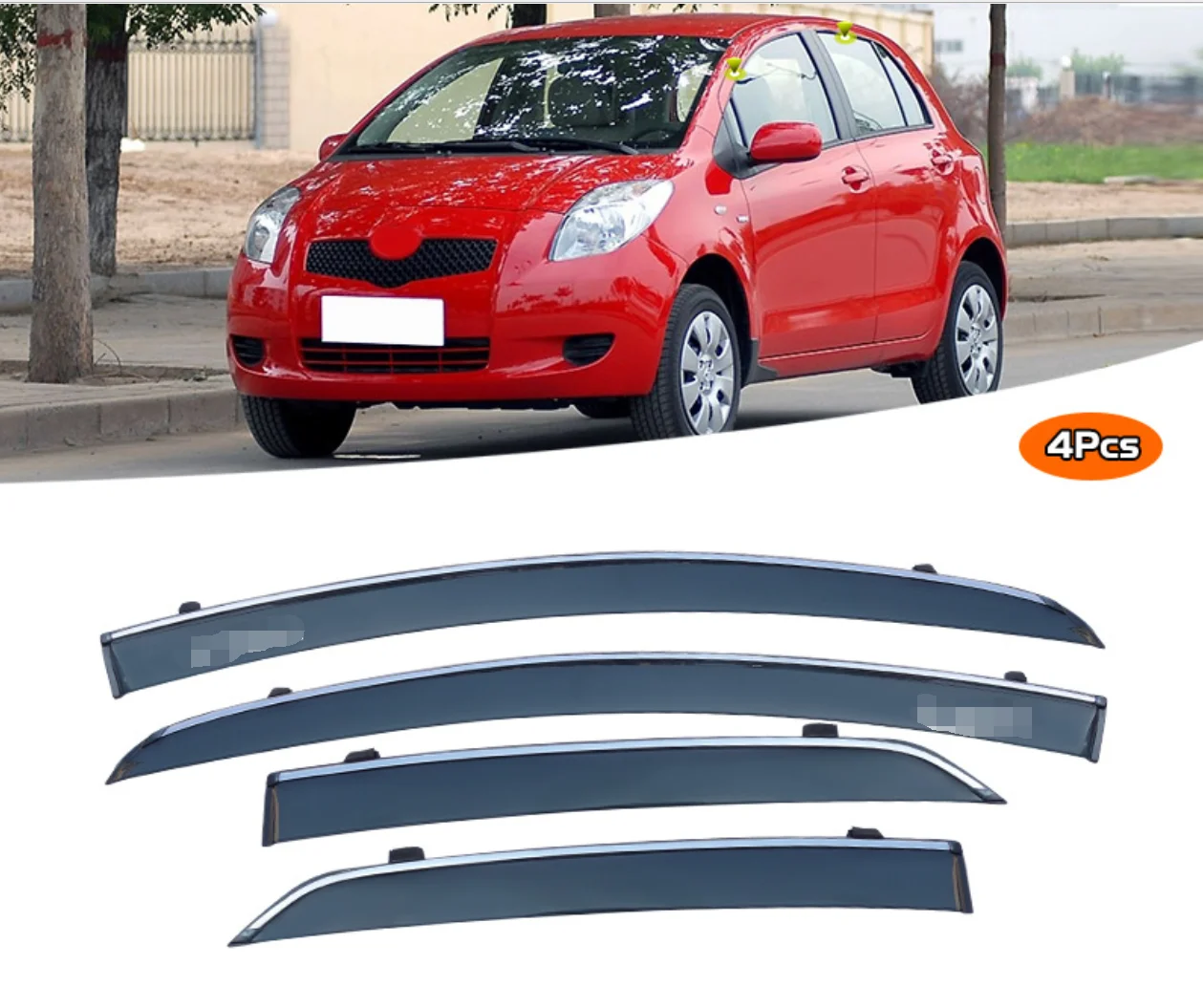 

Дефлекторы боковых окон для хэтчбека Toyota Yaris 2008 2009 2010, черный защитный экран на окна автомобиля, защита от солнца и дождя