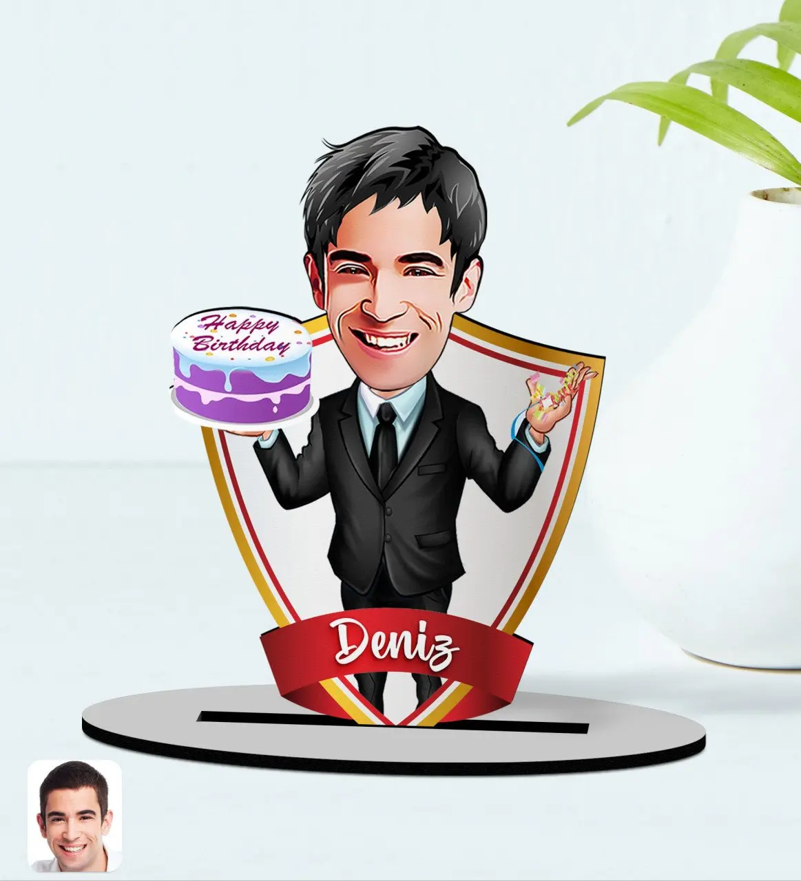 

Персонализированная карикатура на день рождения для мужчин, деревянная безделушка, модель-2