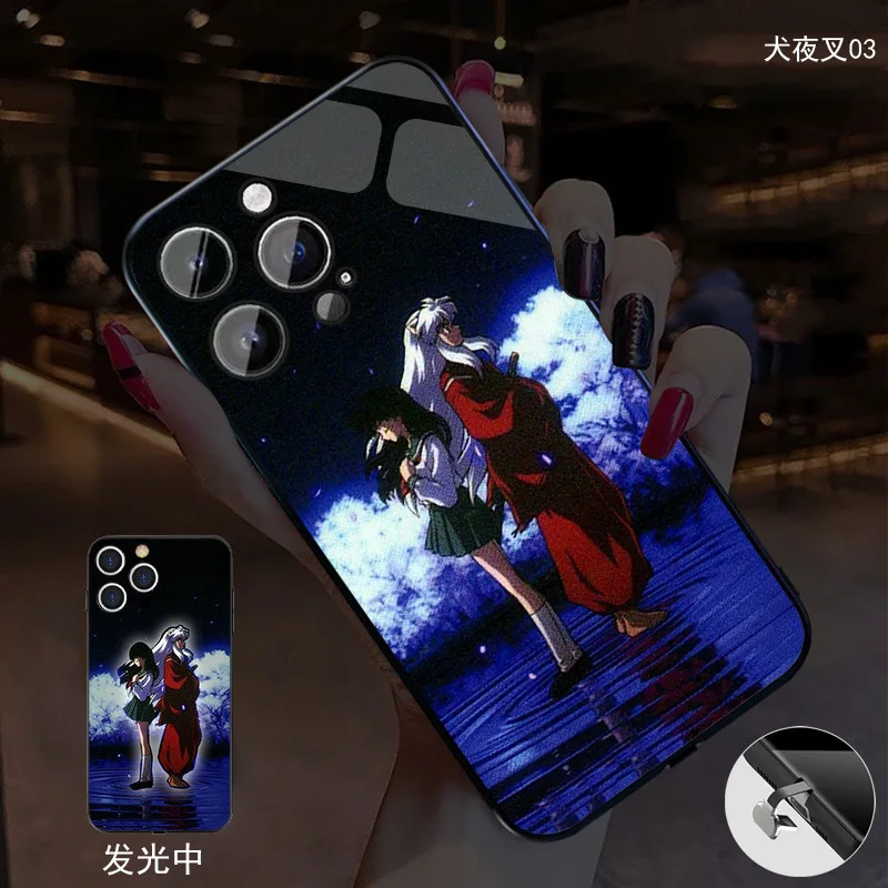 

Classic Famous Anime Roles In Japan LED Phone Case For iPhone 14 13 12 11 Pro Max Plus Luminous Call Light Flash Up Cover