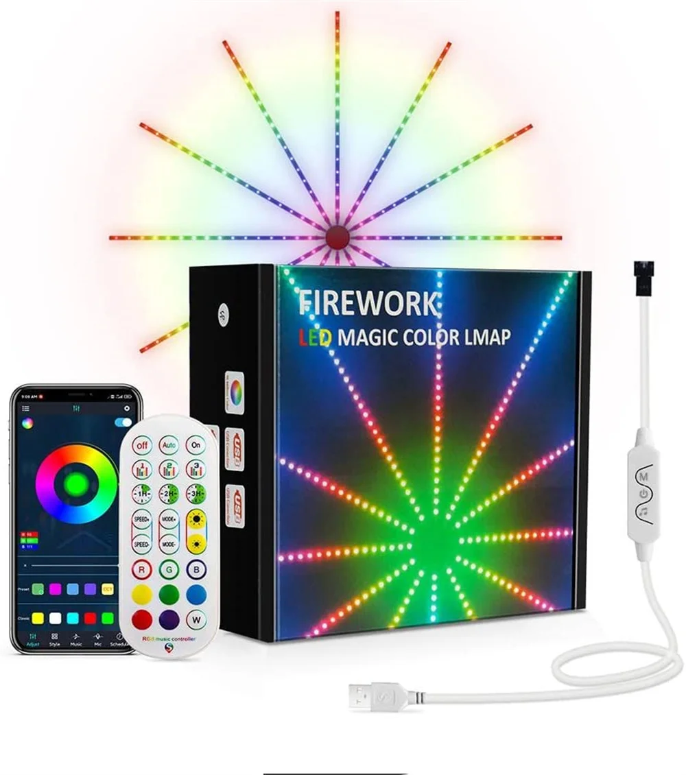 Огненные световые ленты с LED-подсветкой RGB Neon Ribbon с управлением музыкой, метеорная лампа для декора дома на Новый год и Рождество в комнате.