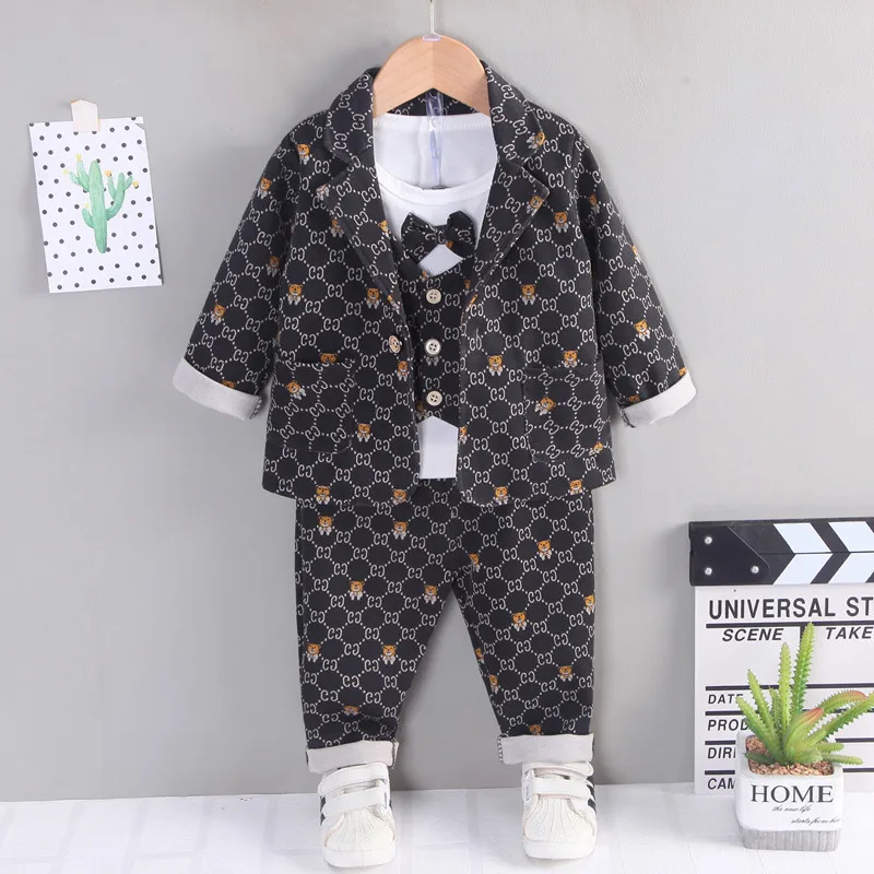 

Spring Autumn Formal Children's Dress Suit Boys Birthday Wedding Party Performance Costume Kids Coat Shirt Pants Clothes Set