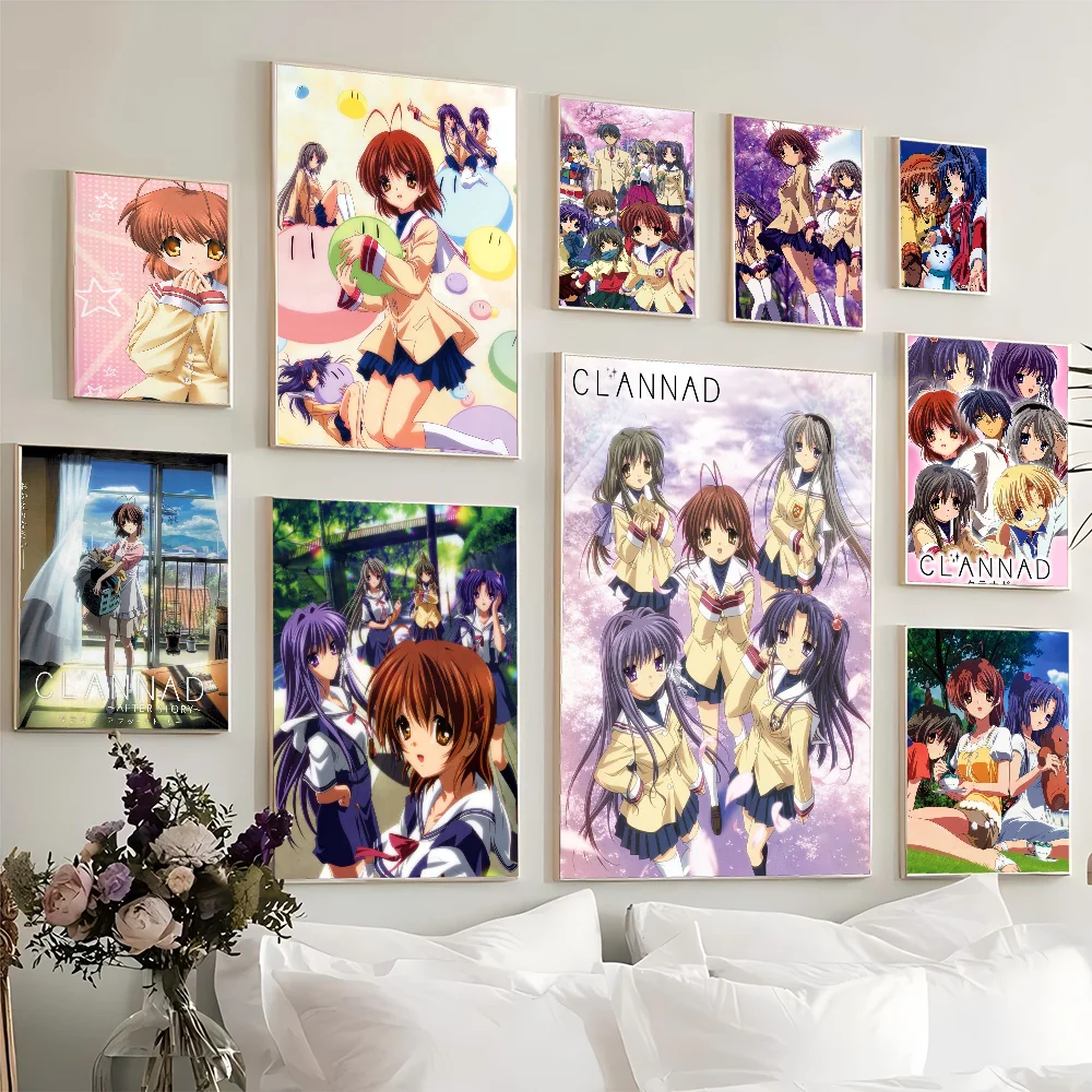 Clannad After Story Vintage Posters Sticky Retro Kraft Paper Sticker DIY Room Bar Cafe Kawaii Decor