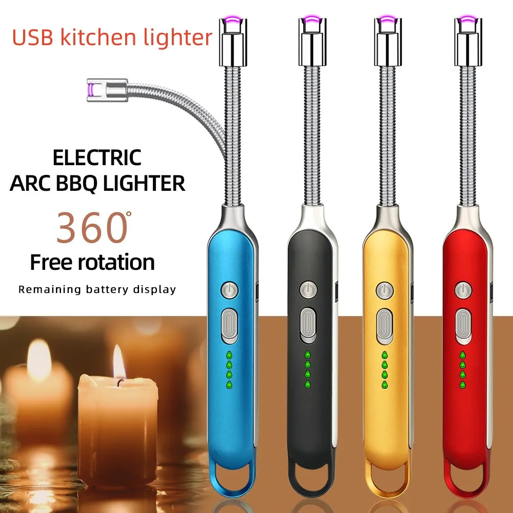

New Creative Electric Metal Outdoor Windproof USB Lighter Plasma Pulse Flameless Arc Igniter Candle Kitchen BBQ Gas Stove Tool