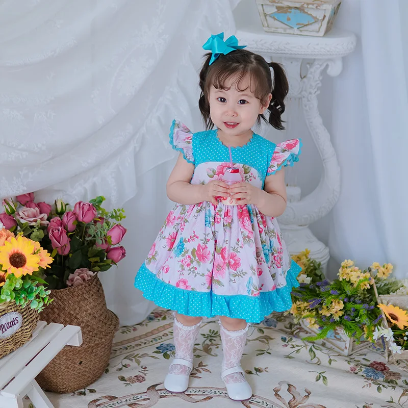 

Vintage Girls Floral Dresses Baby Spainsh Dress Boutique Children Birthday Party Baptism Ball Gowns yy067