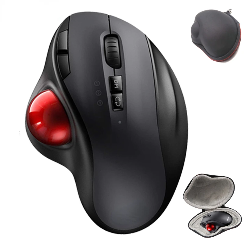 

Comb Bluetooth Trackball Mouse with Protective Bag Vertical Professional Drawing Laser Mice Ergonomic Bluetooth&2.4G Mouse