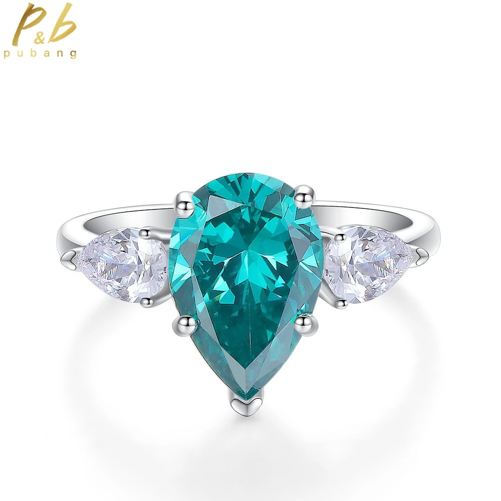 

PuBang Fine Jewelry Simple Pear Gem Diamond Ring 925 Sterling Silver Created Moissanite for Anniversary Party Gift Drop Shipping