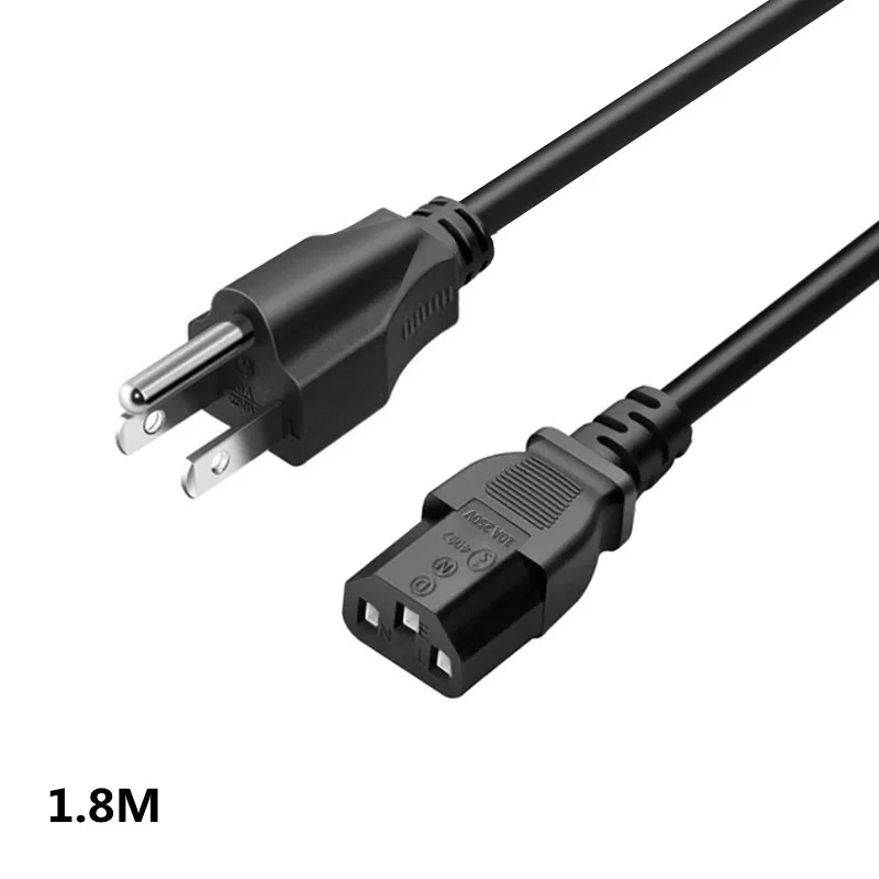 Американский сетевой шнур переменного тока с 3 зубцами, американский IEC C13, свинцовый Удлинительный кабель питания 1,8 м
