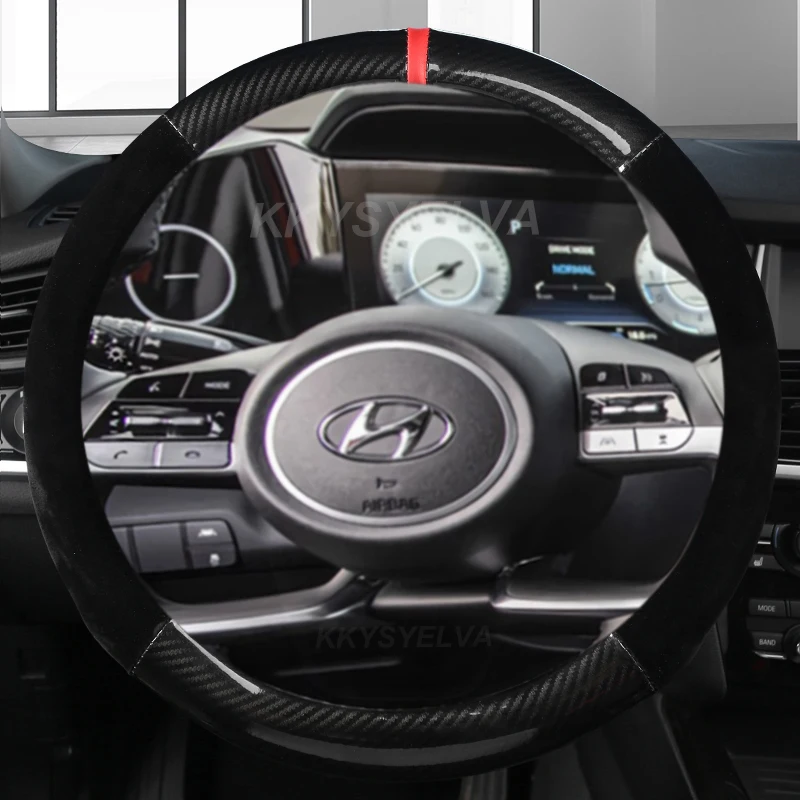 

Carbon Fibre Car Steering Wheel Cover For Hyundai Tucson 2021 2022 NX4 Elantra 2020 Sonata 10th 2020 2021 2022 Auto Accessories