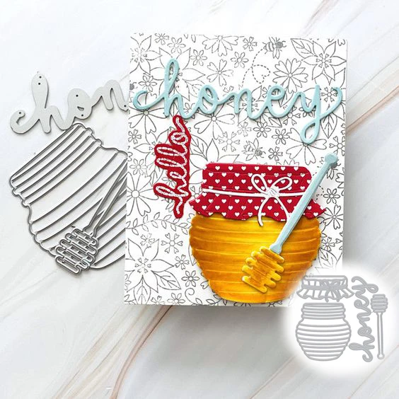 

Daisy Flower Flora Bee Honeycomb Honey Pot Cutting Die for Spring Brithday Card Making and Scrapbook Dec
