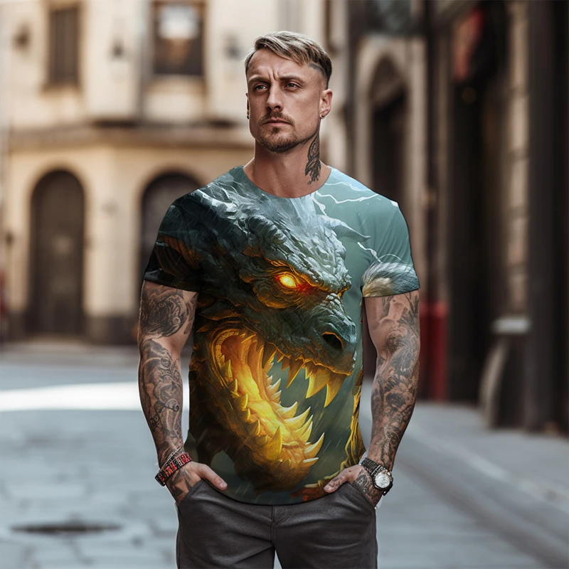 

High -quality 3D Printed Graphic Round Neck T -shirt Men's Street Harajuku Super Large T -shirt Summer Fashion Casual Top