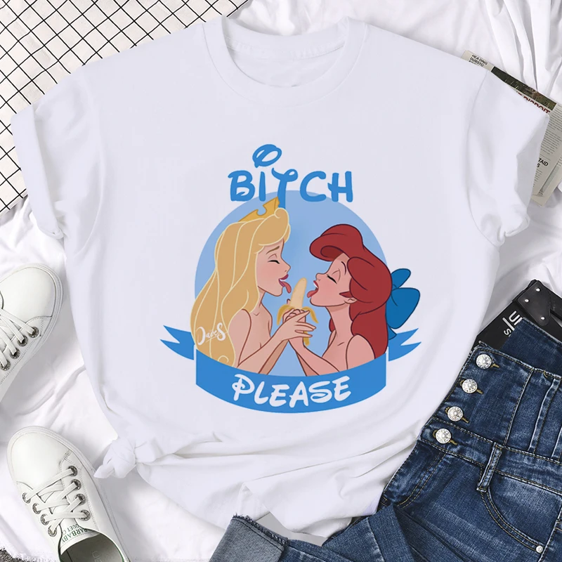 

Kawaii Disney Princess Funny Cartoon T Shirt Women Harajuku Cute Anime T-shirt Manga Graphic Tshirt Vintage Top Tee Female
