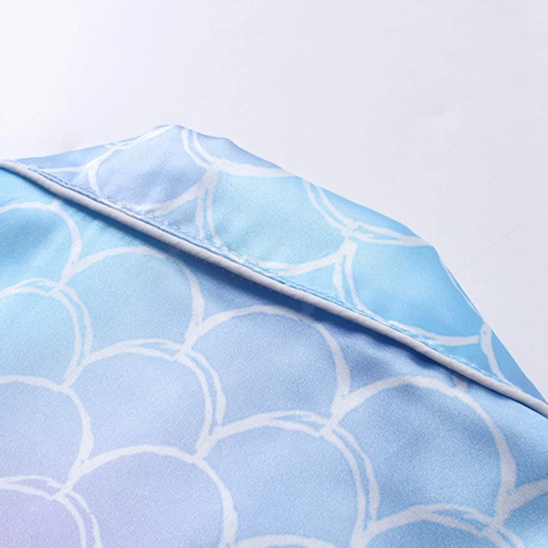 Летняя Детская Пижама шикарная пижама из искусственного шелка с принтом в виде