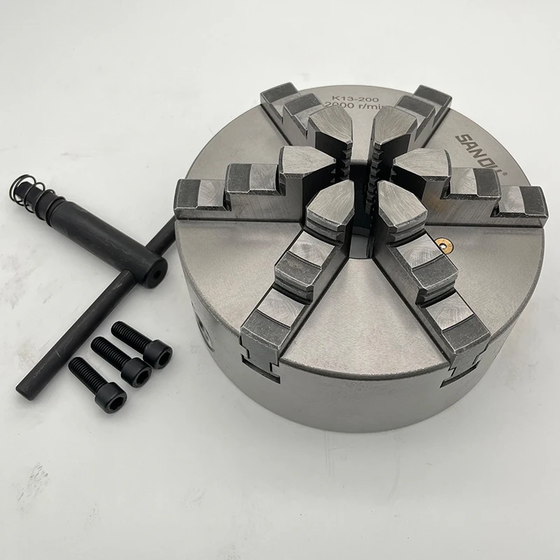 Прецизионный токарный патрон 200 мм SANOU бренд 6-кулачковый самоцентрирующийся K13-200