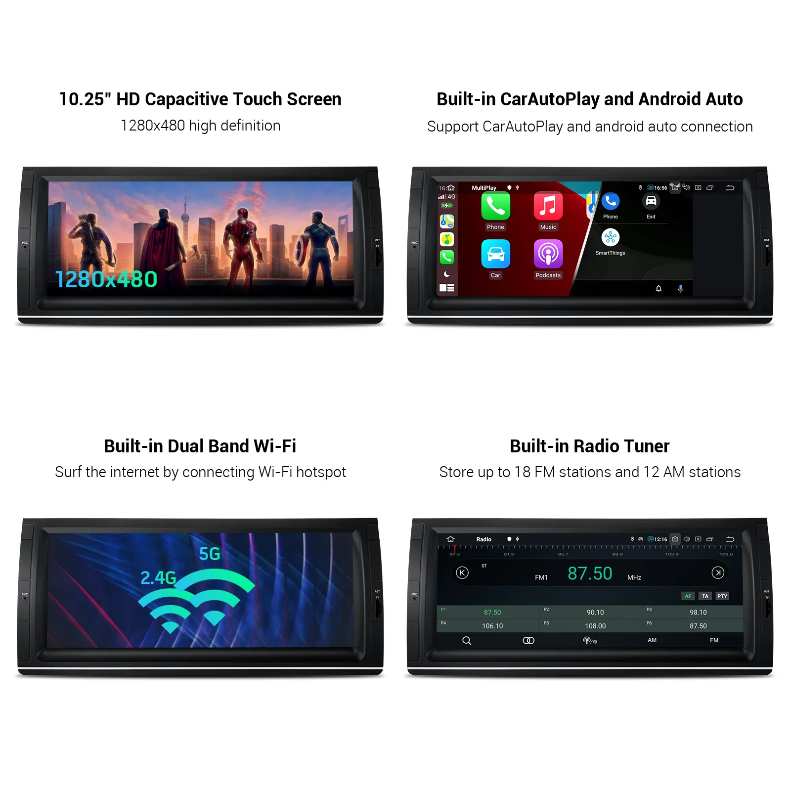 XTRONS 10.25'' Car Radio Android 11 Hexa Core 4+64 Stereo Player For BMW X5 E53 1999-2006 Built-in DSP CarAutoPlay AA GPS - купить по