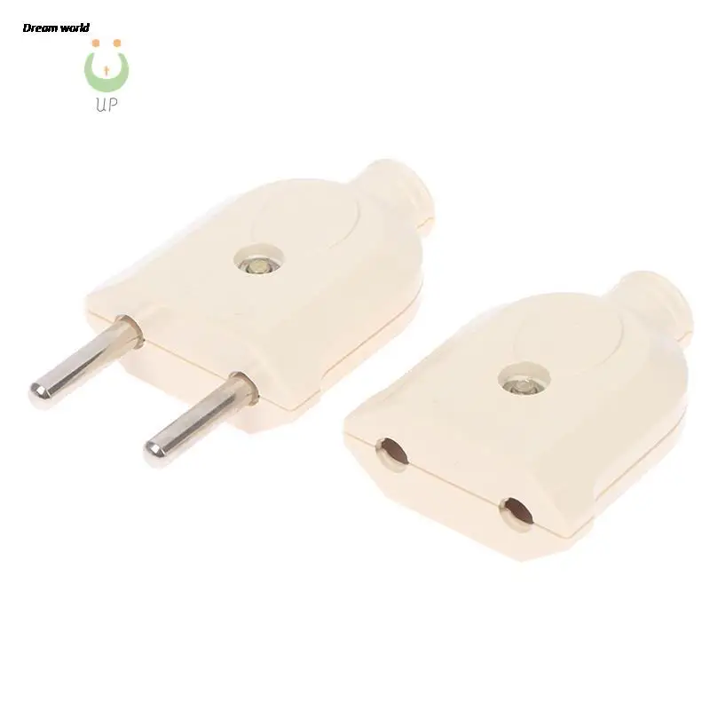 

1pc EU European 2 Pin AC Electric Power Male Plug Female Socket Outlet Adaptor Adapter Wire Rewireable Extension Cord Connector