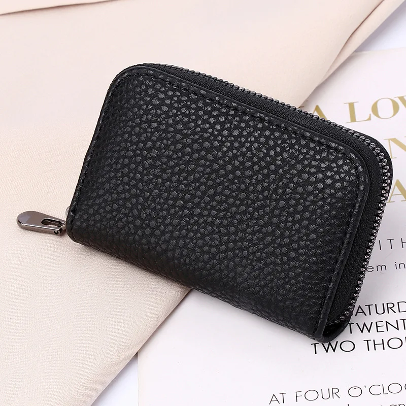 Classic Rfid Credit Card Holder Mini Leather Purse Multi Card Slot Zipper Wallet PU Money Man Bag High Quality Women Coin Clip