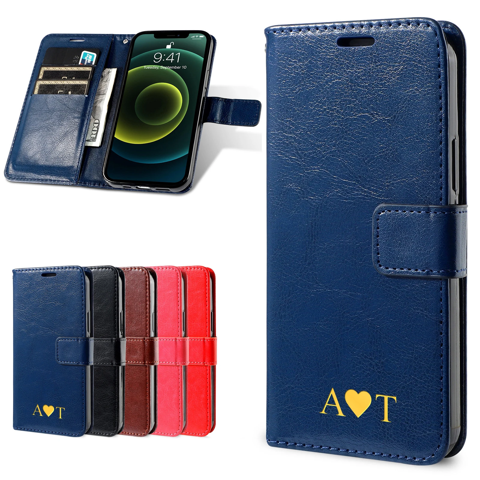 

For Iphone 13 Pro Max Case Personalise Leather PU Flip Wallet Cover For Iphone 13 12 11 Pro Max 11 12 13 Holder Card Stand Bag