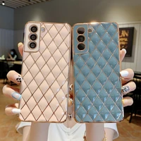 luxury electroplated geometric phone case for samsung galaxy s22 s21 s22plus s22 ultra s21 s21ultra plating soft back cover