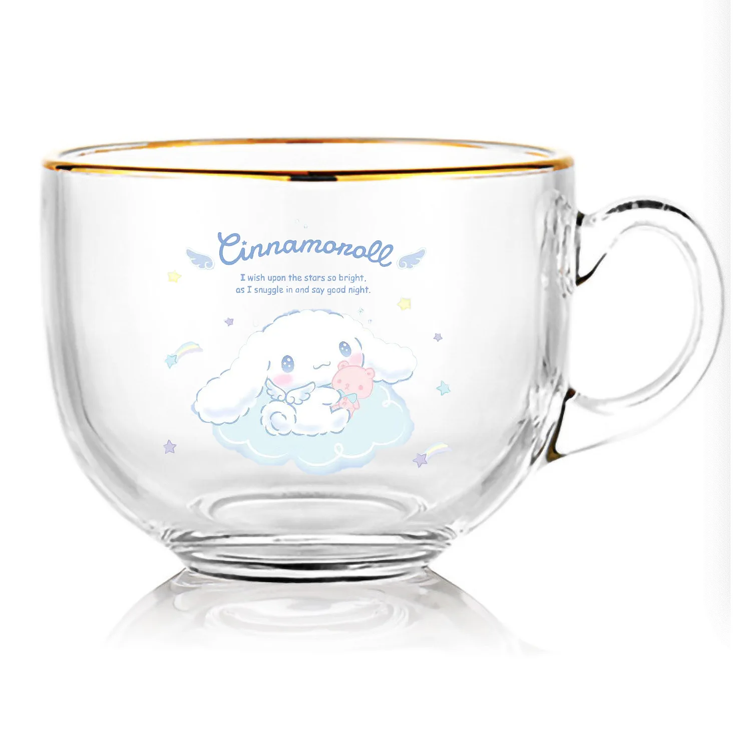 

Hellokitty Melody Kuromi Cinnamoroll Cartoon Thickened Glass Cereal Cup Handle Cute Student Milk Breakfast Cup Kawaii Girl Gift
