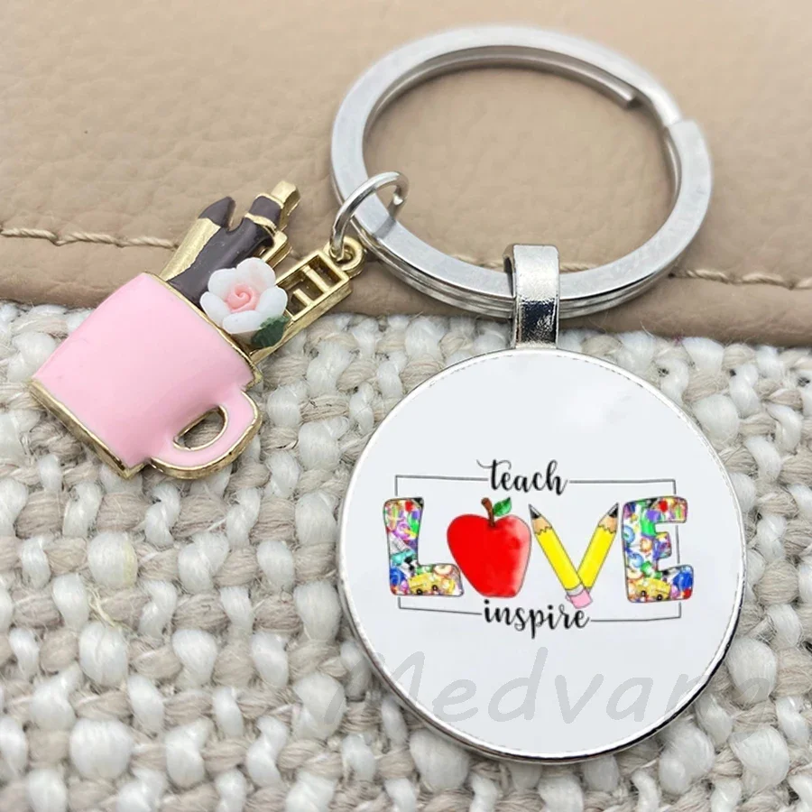 Брелок для ключей Teach Love Inspire на День Благодарения стеклянный купольный брелок