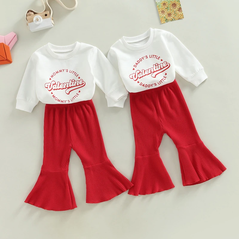 

Брюки и свитшот с длинным рукавом и надписью, на День святого Валентина