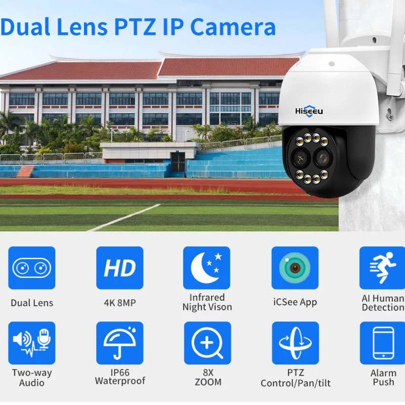 

IP-камера Hiseeu, 4 МП, PTZ, Wi-Fi, 8-кратный зум