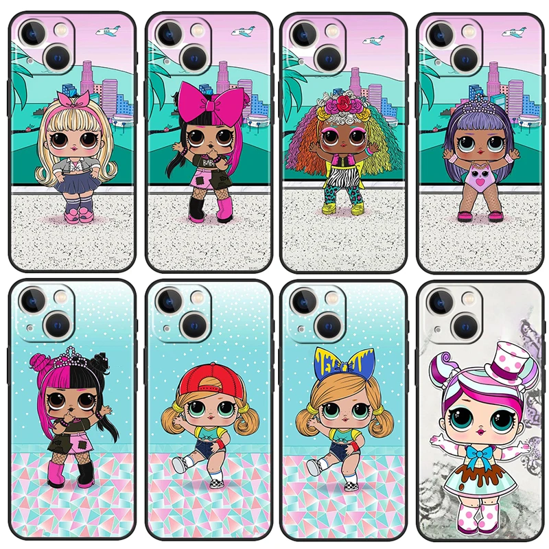 

Cute Surprise Doll LOL For Apple iPhone 13 12 11 Pro Max Mini XS Max X XR 6S 6 7 8 Plus 5S SE2020 Soft Silicone Black Phone Case