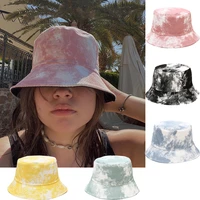 summer tie dye bucket hats for girls fashion hip hop sun visor hat men women fishermans cap boy panama gorros beach hat