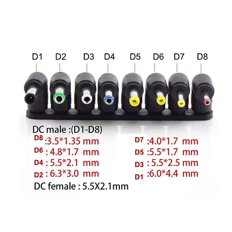 

female 5.5x.2.1mm to male 3.5x1.35 5.5x2.5 4.8*1.7 6.0mm Power Supply Adapter Connector Plug Charger plug right angle Laptop