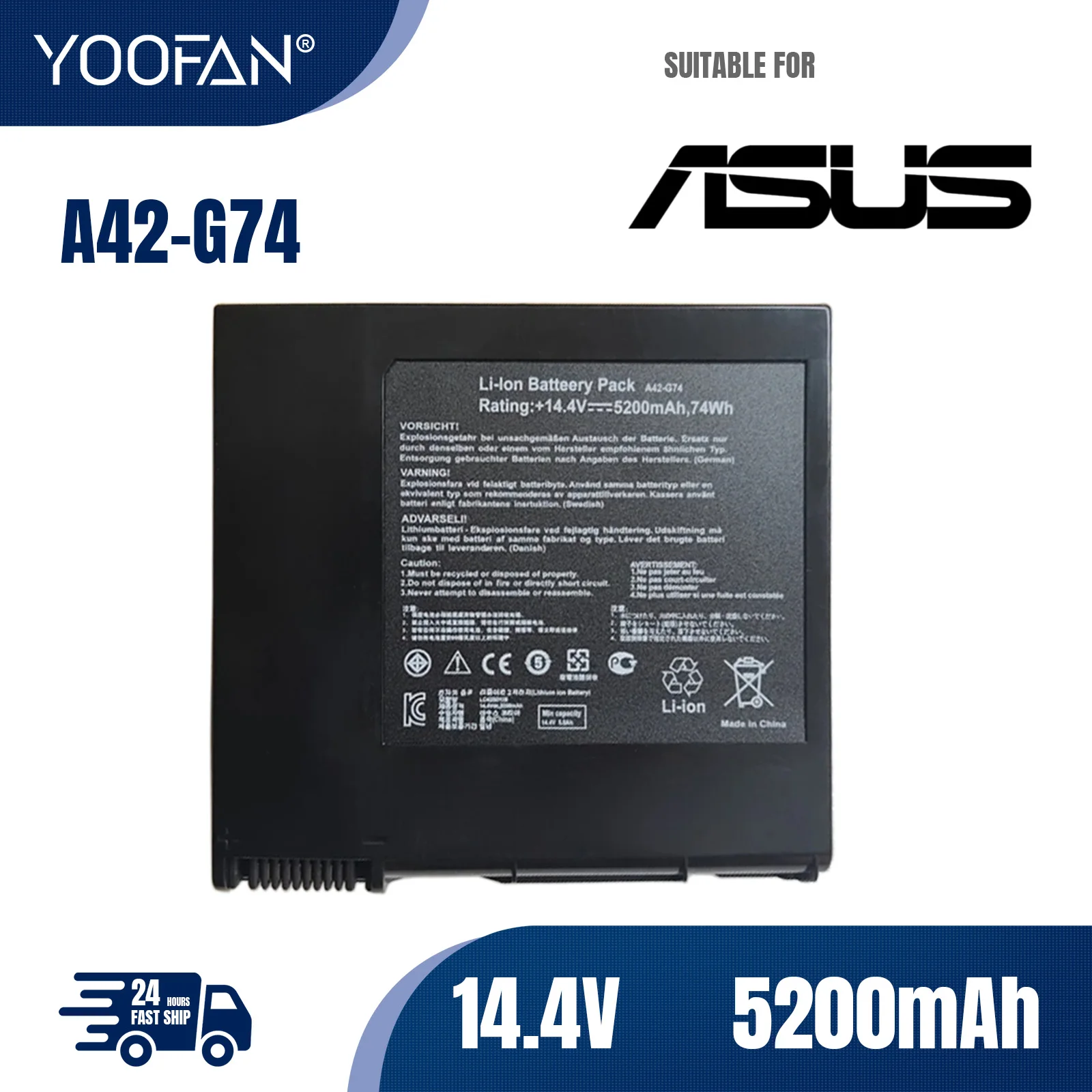 YOOFAN Bateria 8 портативная батарея для ordenador 5200 мАч 14 4 В A42-G74 Asus G74 G74J G74JH G74S G74SW G74SX