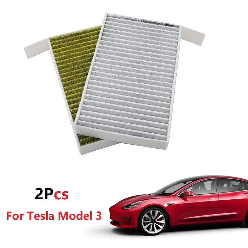 

2PCS Air Conditioning Filter For Tesla Model 3 2017 2018 2019 Car Cabin Air Filter Replacement with Activated Carbon